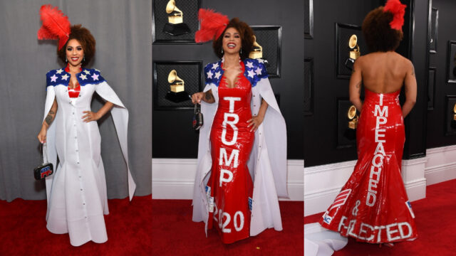 Joy Villa luce vestido pro Trump en los premios Grammys 2020