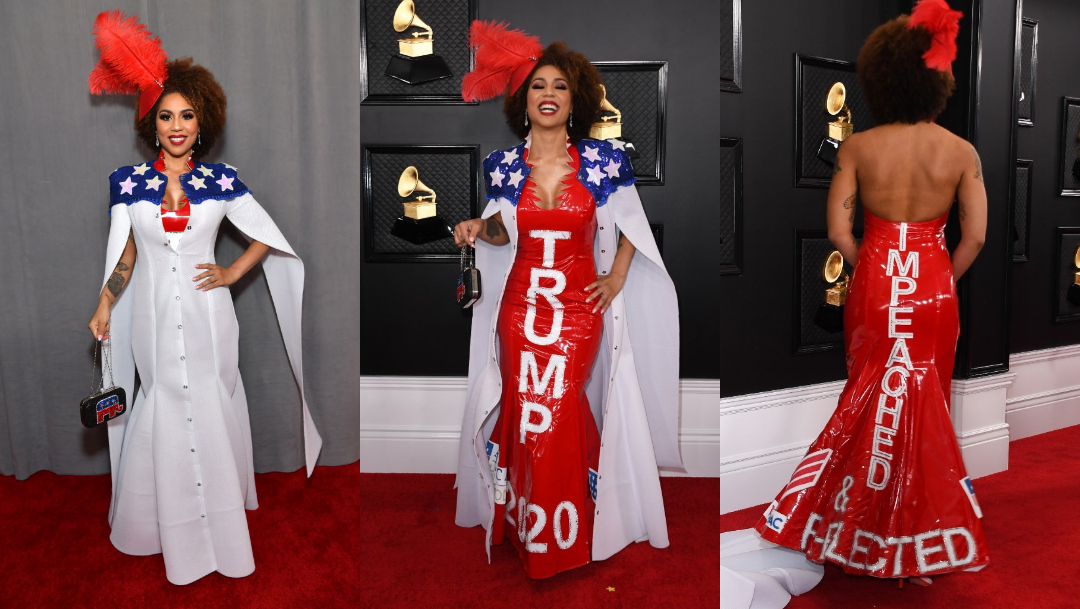 Joy Villa luce vestido pro Trump en los premios Grammys 2020
