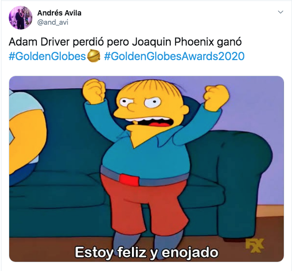 Globos de Oro gana Joaquin Phoenix a Adam Driver