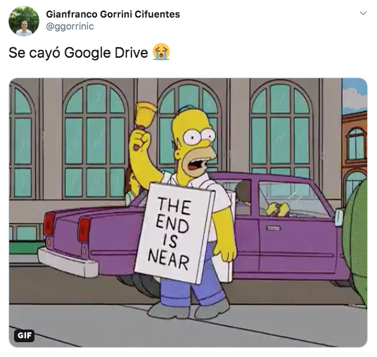 Memes de la caída de Google Drive a nivel global 27 de enero de 2020