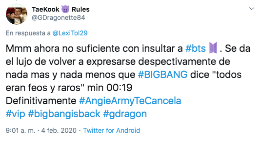 Angie de La Academia se burla de BTS y ARMY la cancela
