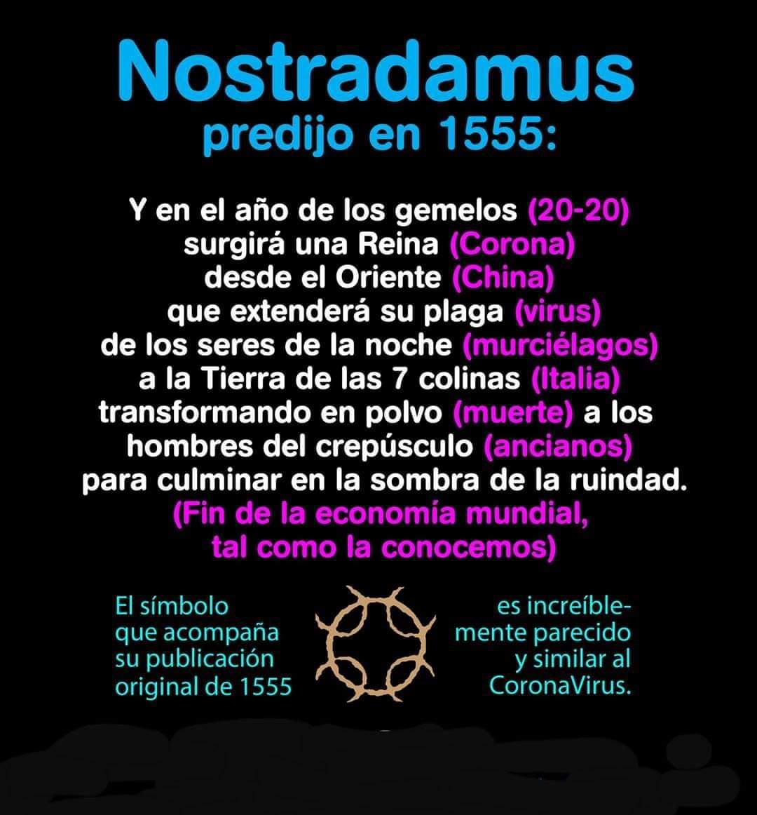 Nostradamus predijo el coronavirus COVID-19 y consecuencias