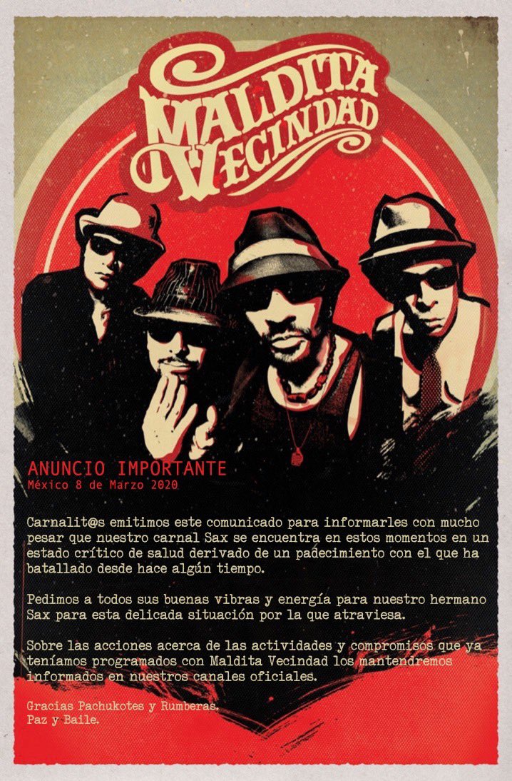 Sax, Maldita Vecindad, internado; su salud en estado crítico