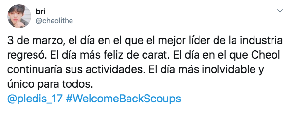 S Coups regresa a SEVENTEEN tras meses de crisis de ansiedad
