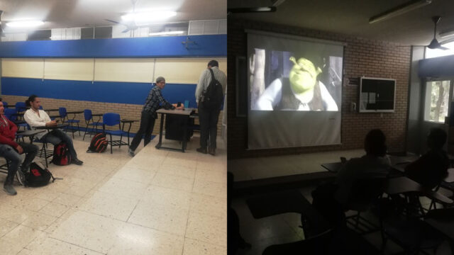 Alumnos de UANL ven Shrek durante Paro Nacional 9 Marzo 2020