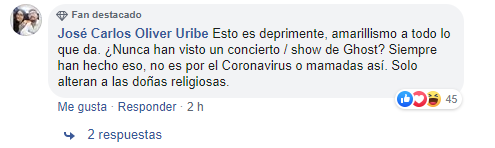 Aseguran que en concierto de Ghost donde estuvo el primer fallecido por Coronavirus hicieron rituales satÃ¡nicos