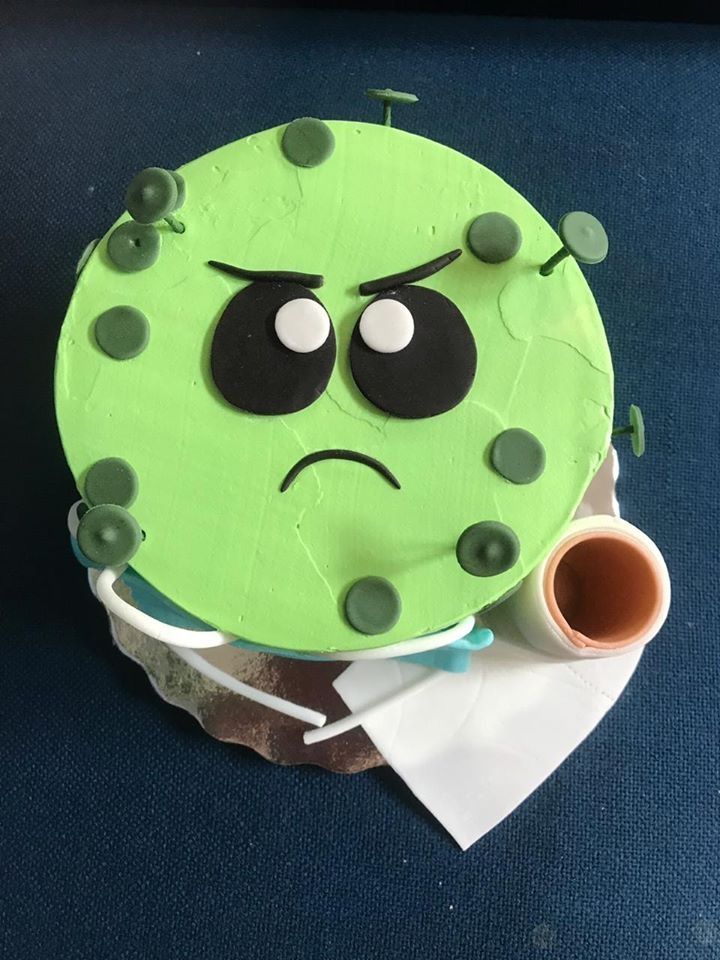 Crean pastel de coronavirus para cumpleaños en cuarentena