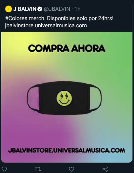 J Balvin criticado por poner a la venta cubrebocas en medio de pandemia por CORONAVIRUS