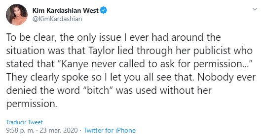 Kim Kardashian responde a Taylor Swift y la llama mentirosa