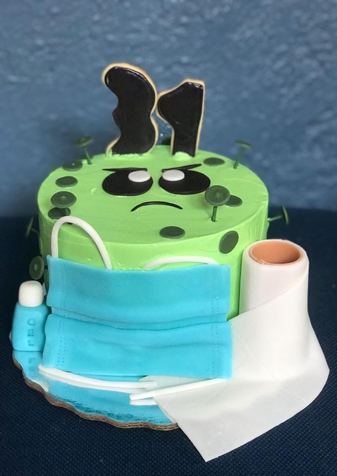Crean pastel de coronavirus para cumpleaños en cuarentena