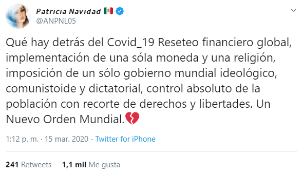 Paty Navidad duramente criticada por sus opiniones del coronavirus