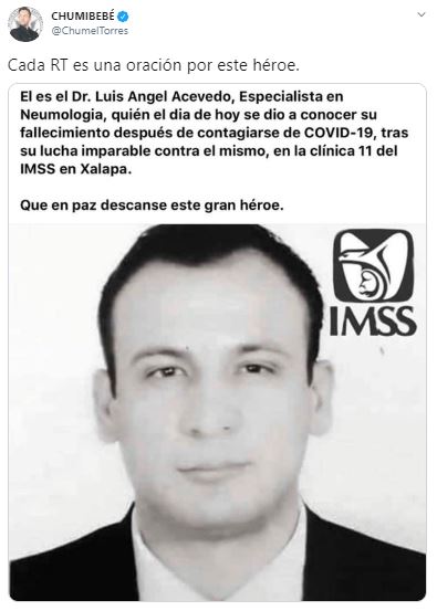 Chumel Torres comparte fake news d médicos muertos Covid