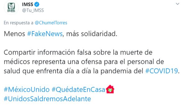 Chumel Torres comparte fake news d médicos muertos Covid