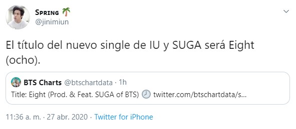 IU lanzará colaboración con SUGA de BTS