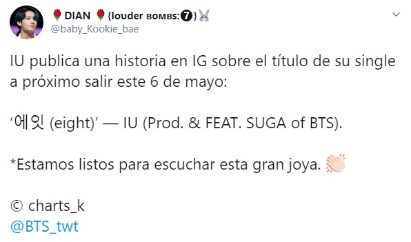 IU lanzará colaboración con SUGA de BTS