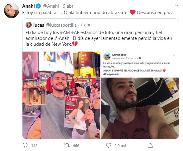 AnahÃ­ lamenta muerte de uno de sus fans en Nueva York