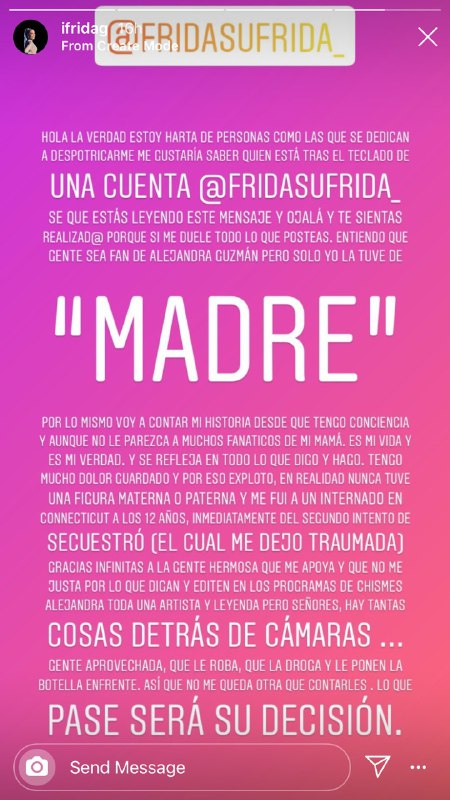 Frida Sofía asegura que a Alejandra Guzman la drogan y le roban