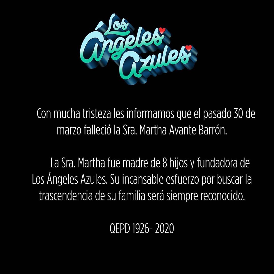 Muere Martha Avante Barrón, fundadora de Los Ángeles Azules