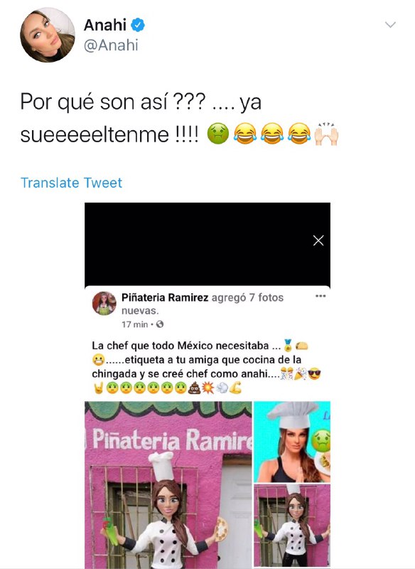 Lanzan piÃ±ata de AnahÃ­ y sus enfrijoladas