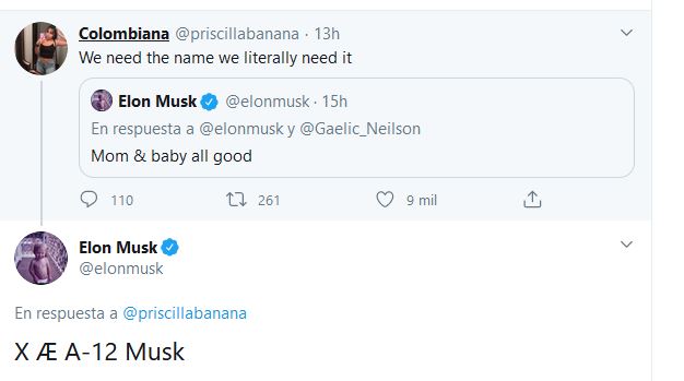 Elon Musk y Grimes revelan el nombre de su hijo: X Æ A -12
