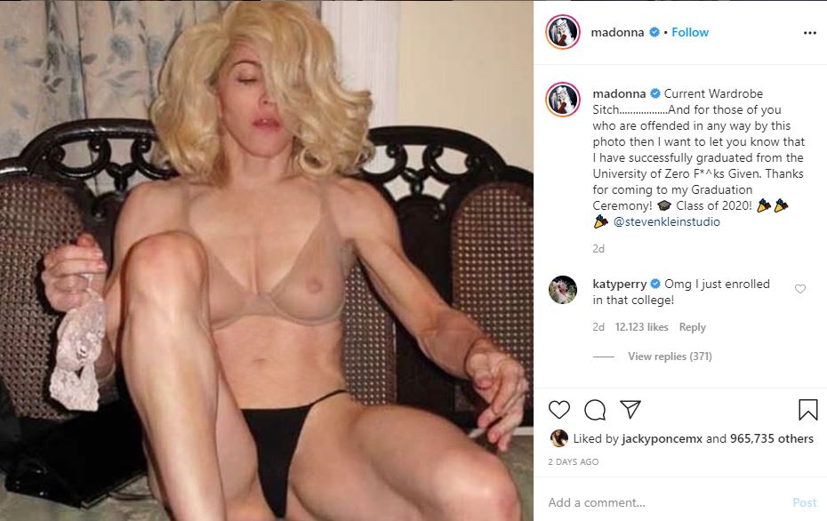 Madonna publica polémica foto semidesnuda en Instagram