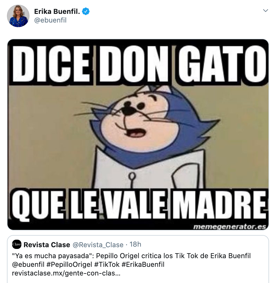 Erika Buenfil responde críticas de Pepillo Origel