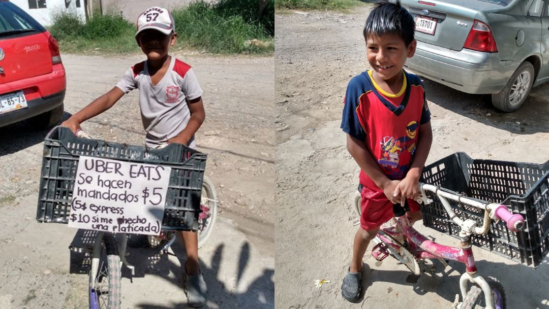 Niño Iker hace mandados a domicilio en Tamaulipas viral