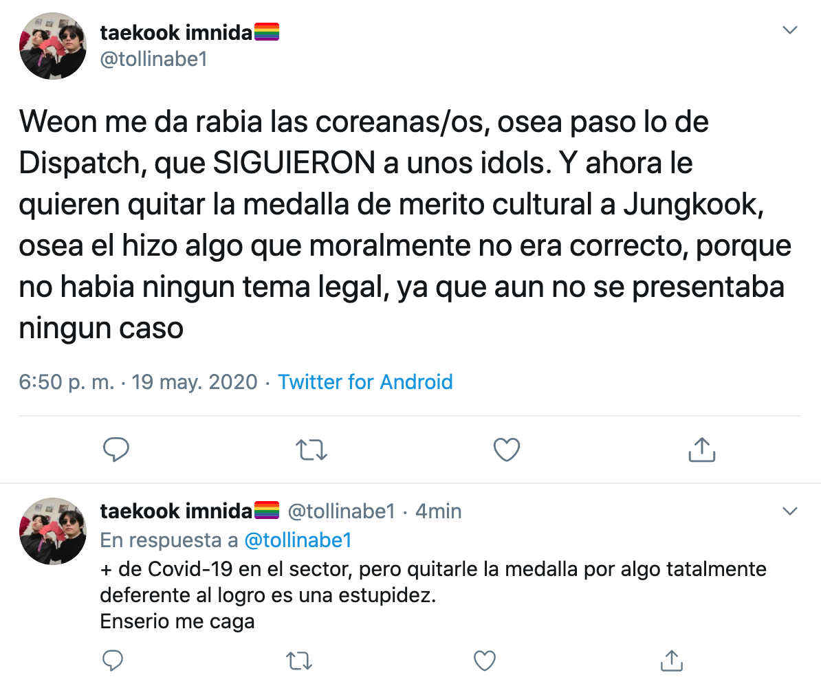 Piden quitar medalla al merito cultural a Jungkook por romper la cuarentena