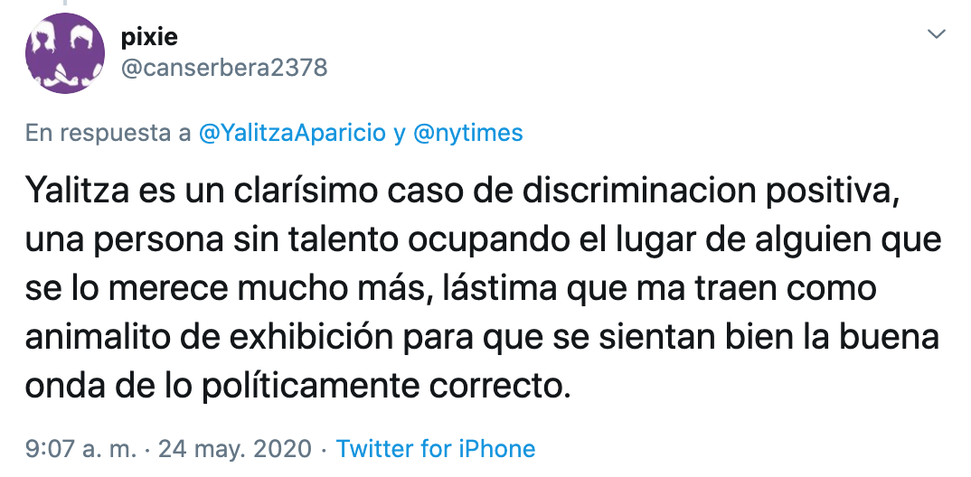 Critican a Yalitza Aparicio tras publicar articulo en The New York Times