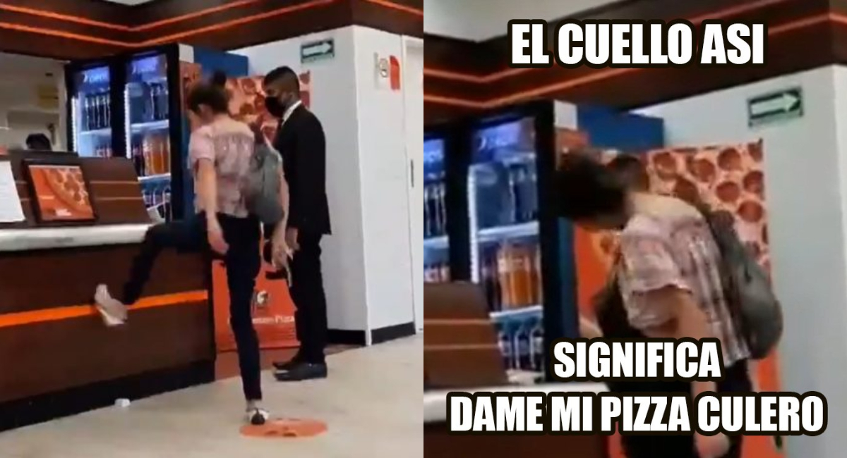 VIDEO de Lady Pizza mujer amenaza personal de Little Caesars