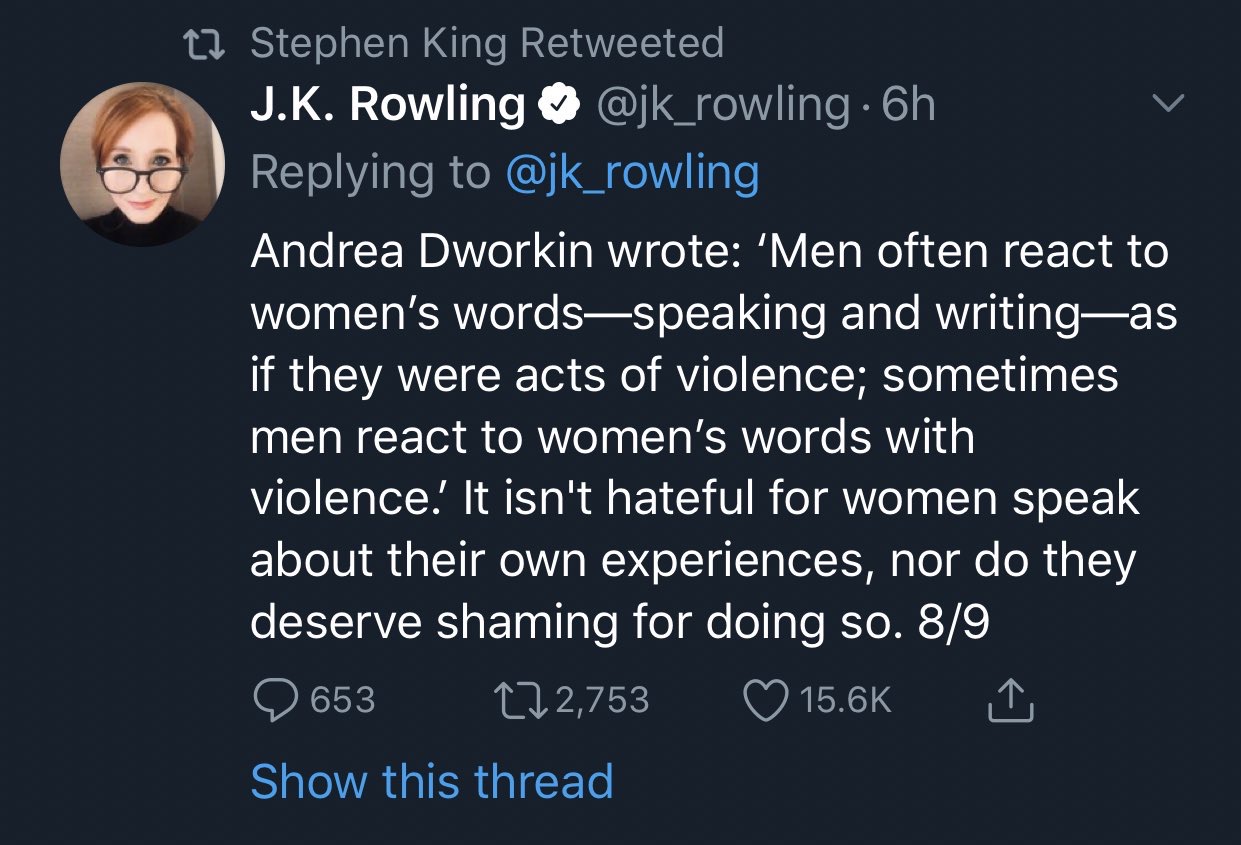 JK Rowling borra tweet a Stephen King por no apoyar a TERF s