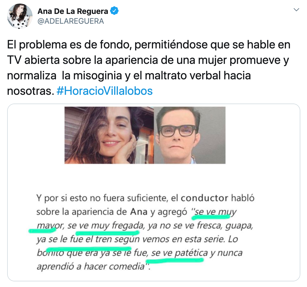 Horacio Villalobos responde a Amandititita y Ana de la Reguera