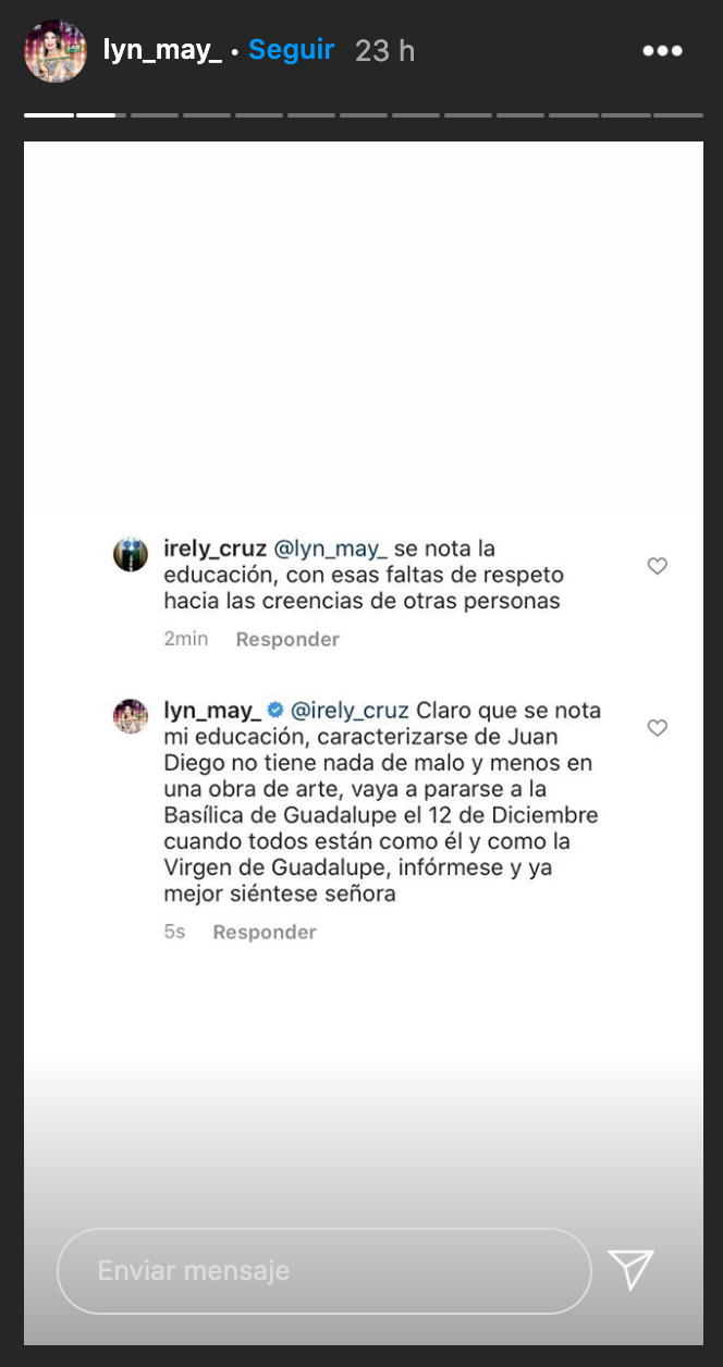 Lyn May genera polémica por pintura en la que aparece como la virgen de guadalupe