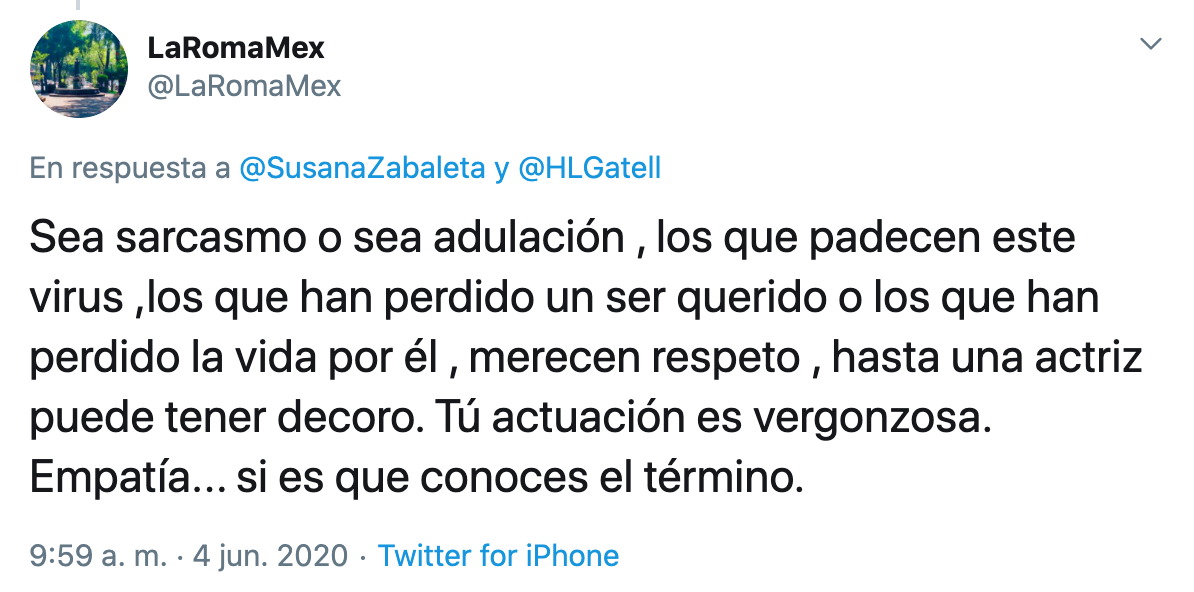 Susana Zabaleta manda video a Lopez Gatell