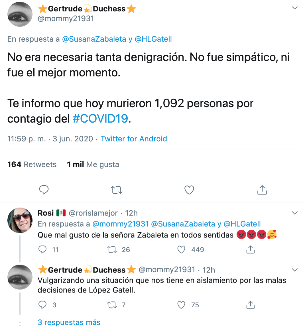 Susana Zabaleta manda video a Lopez Gatell