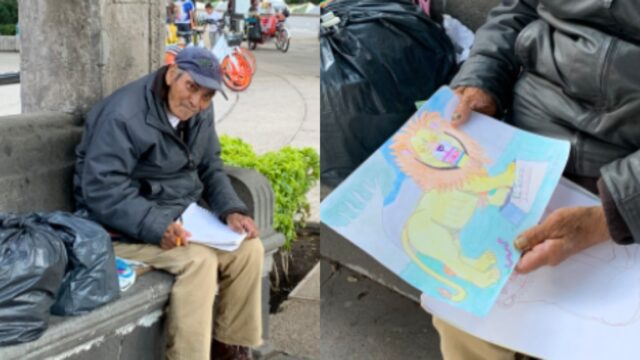 Don Baldemar vende dibujos para sobrevivir a la pandemia