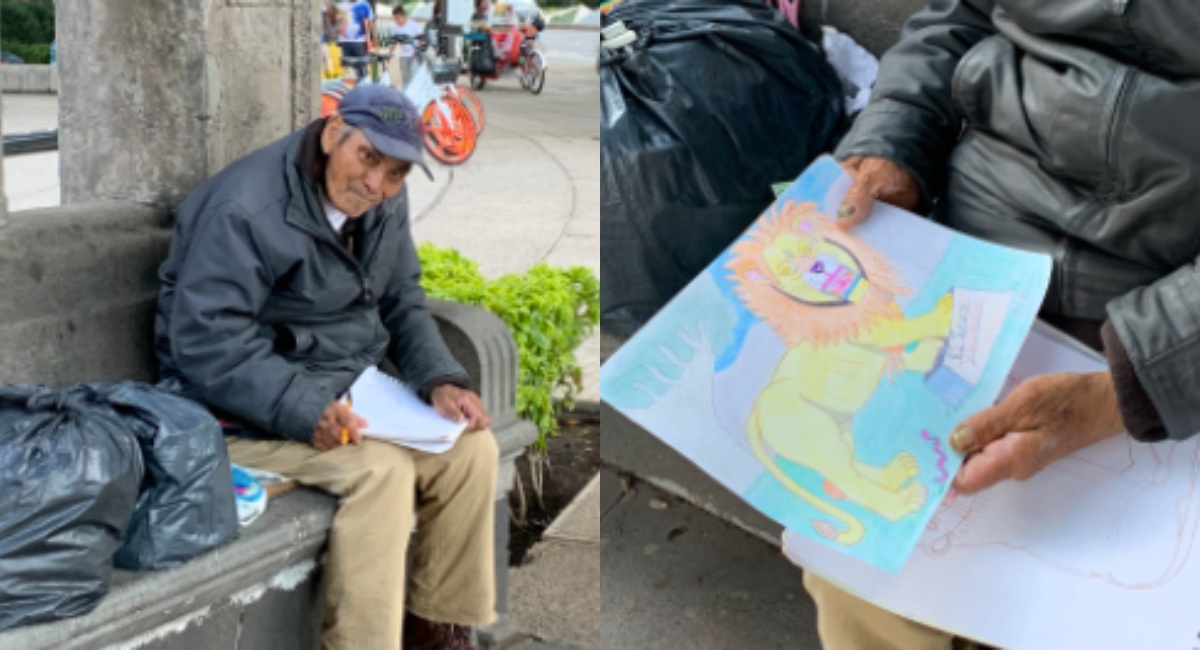 Don Baldemar vende dibujos para sobrevivir a la pandemia