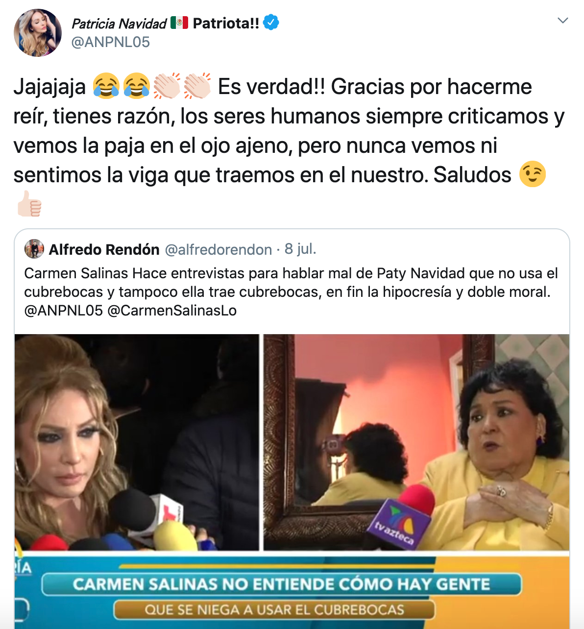 Paty Navidad responde a Carmen Salinas por llamarla "loquita"