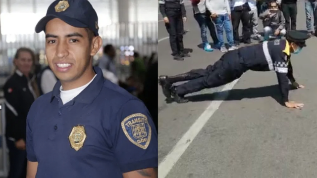 Mamados retan a policía con discapacidad a hacer lagartijas y perdieron