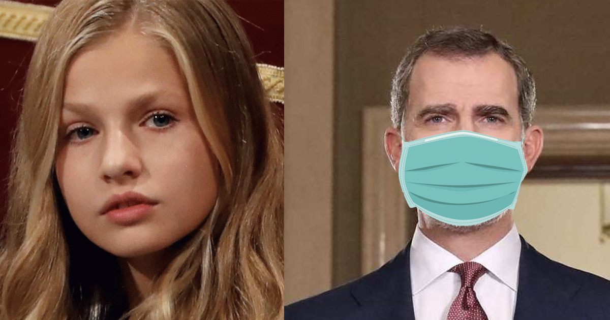 Princesa Leonor regañó al Rey Felipe VI por no usar cubrebocas.