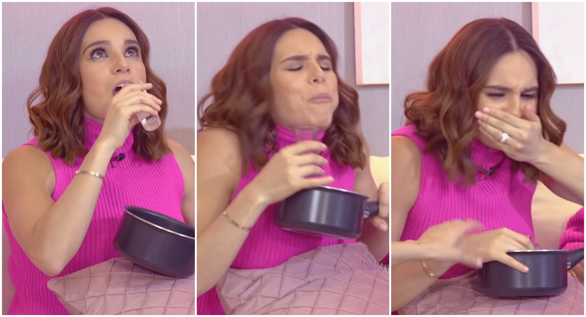 Tania Rincón vomita todo en el programa Pinky Promise