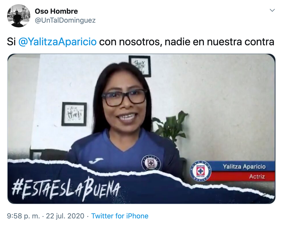 Yalitza Aparicio muestra su apoyo al Cruz Azul