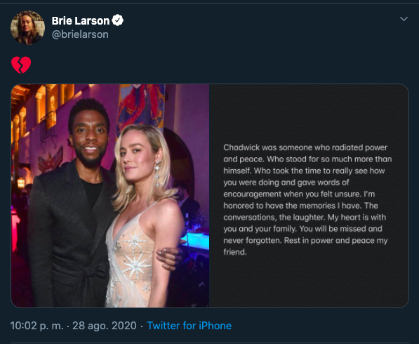 Los Vengadores se unen a las condolencias tras el fallecimiento de Chadwick Boseman