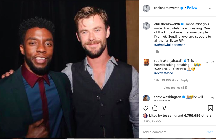 Los Vengadores se unen a las condolencias tras el fallecimiento de Chadwick Boseman