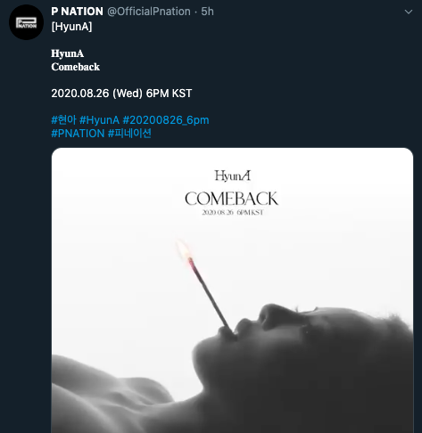 Hyuna anuncia fecha comeback 2020 explosiÃ³n de baile