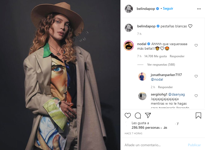 Nodal y Belinda ya se hacen comentarios de amor en Instagram