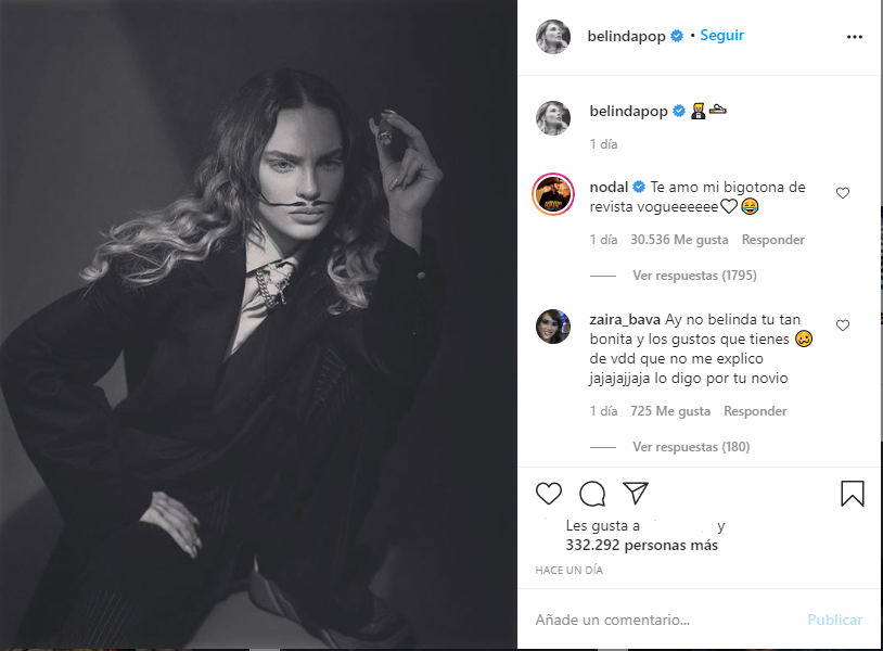 Nodal y Belinda ya se hacen comentarios de amor en Instagram