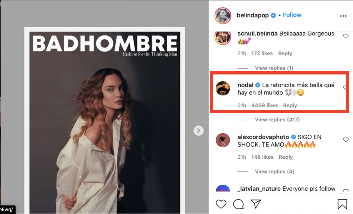 Revelan pruebas de la relación de Belinda y Christian Nodal