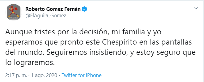Chespirito sale de la televisión en todo el mundo este 2020