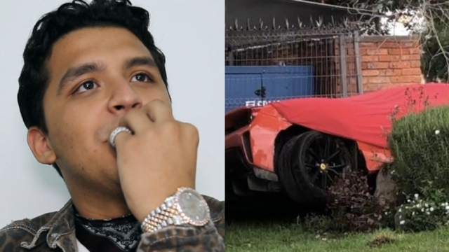 LÃ¡grimas de Belinda: Christian Nodal sufre aparatoso accidente en su Ferrari